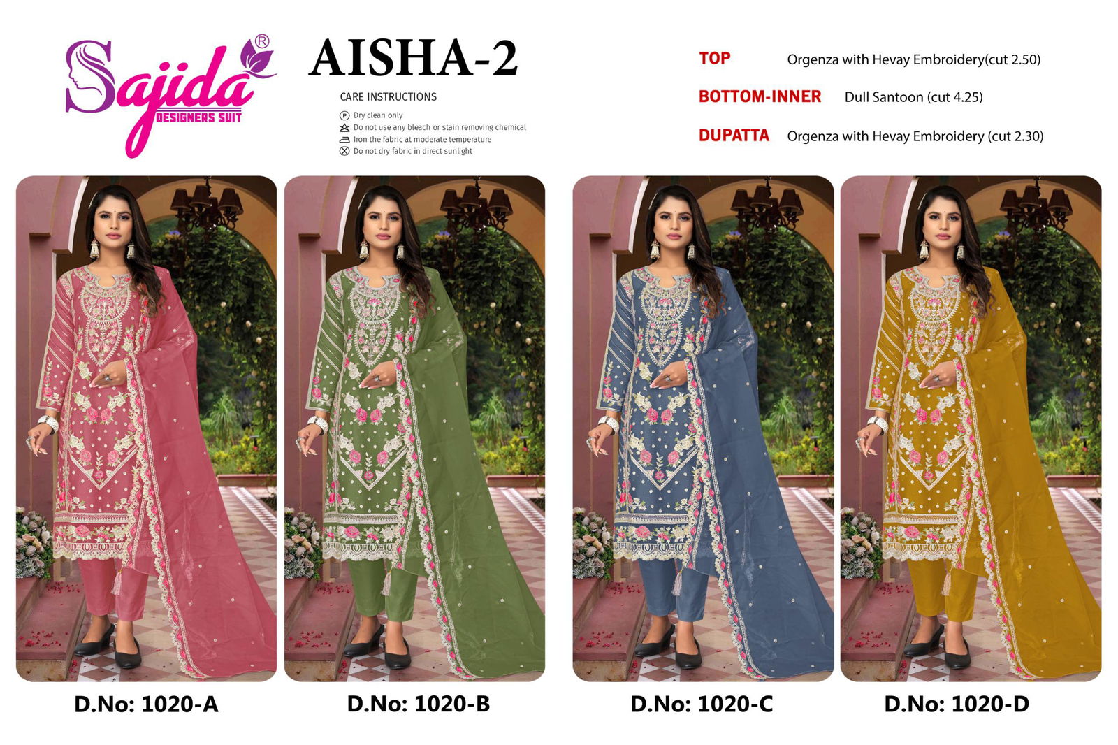 Aisha Vol 2 By Sajida Organza Embroidery Designer Salwar Suits Suppliers In India